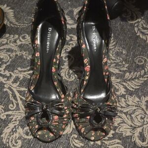 Delicious Black Floral Women's Shoes